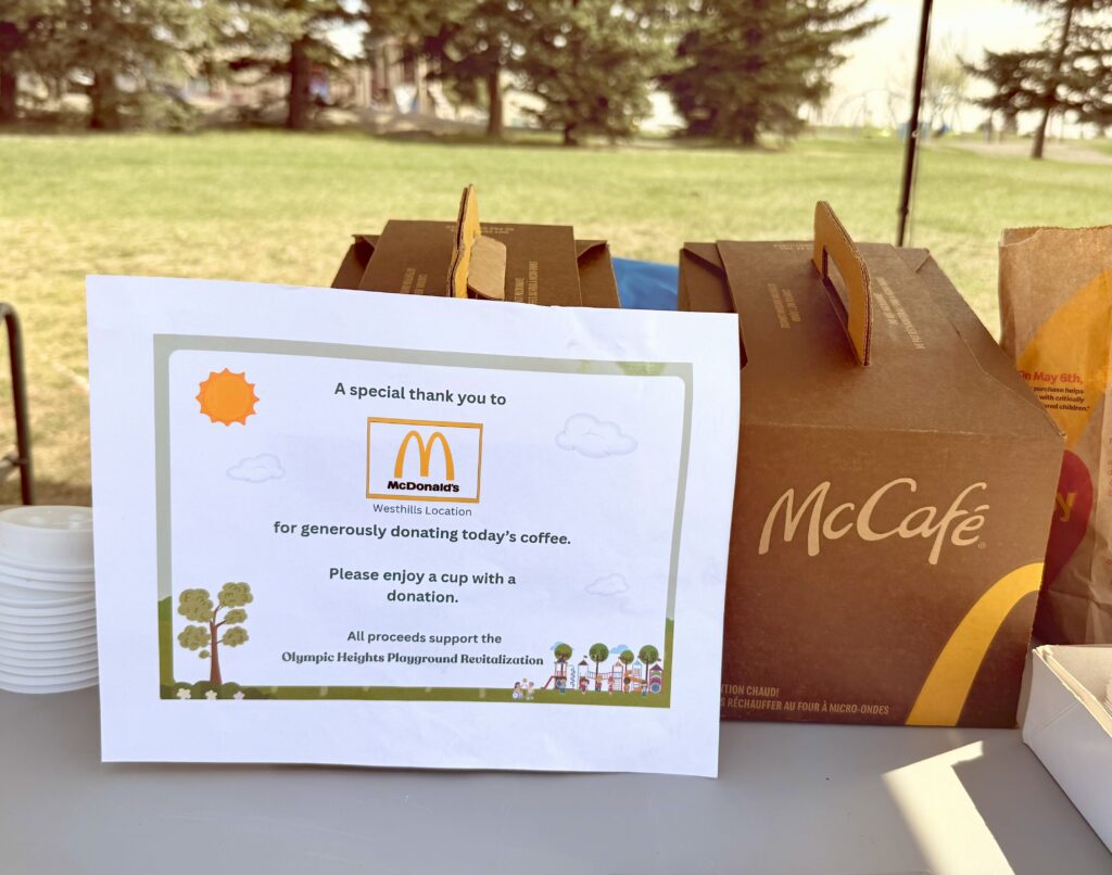 Sign to thank McDonald's for donating the coffee